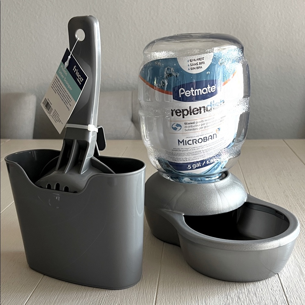 Petmate Water Dish & Frisco Plastic Litter Scooper
